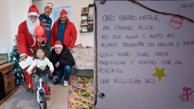 Alice chiede una bici a Babbo Natale con una letterina che viaggia per 300 chilometri. E arriva a...